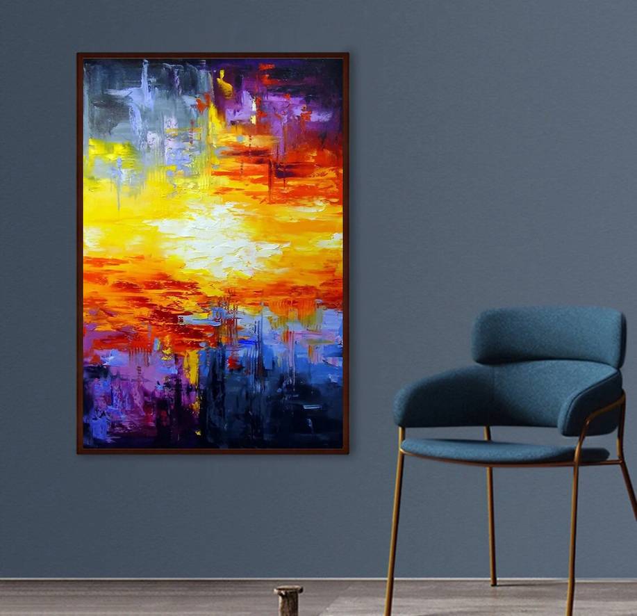 Purple Handmade Original Scenic Contemporary Abstract Canvas Wall Art 215OX